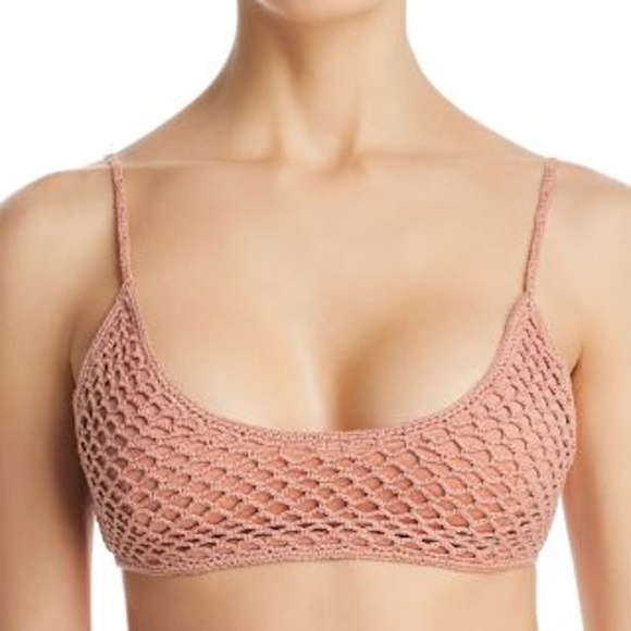 NEW MINKPINK Adrift Crochet Scoop Bralette Bikini Top & Bottoms Baked Pink swim - Picture 6 of 7